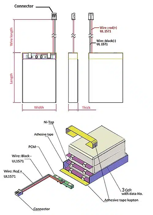 11.1v polymer battery drawing