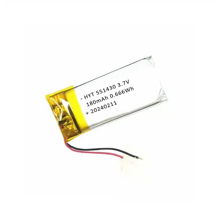 3.7v 180mah lithium polymer battery 551430