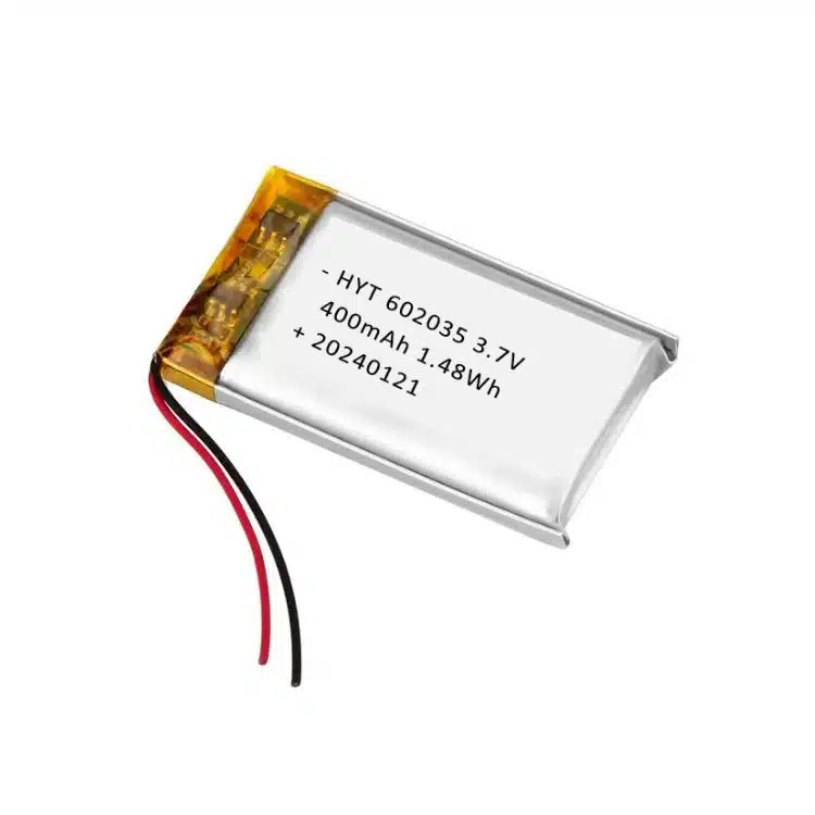 3.7v 400mah lithium polymer battery 602035