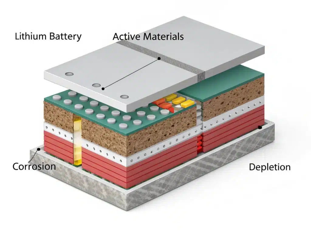 loss of active materials in lithium batteries